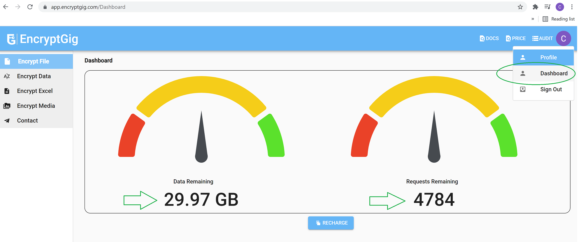 EncryptGig Dashboard